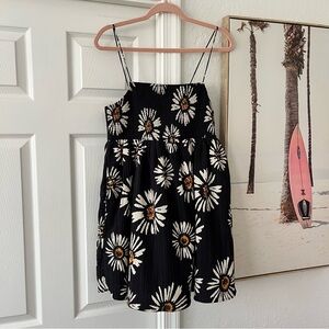 American Eagle Outfitters Black Mini Dress with White & Yellow Daisy Print